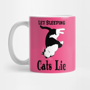 Let sleeping Cats Lie Cute tuxedo cat copyright by TeAnne Mug